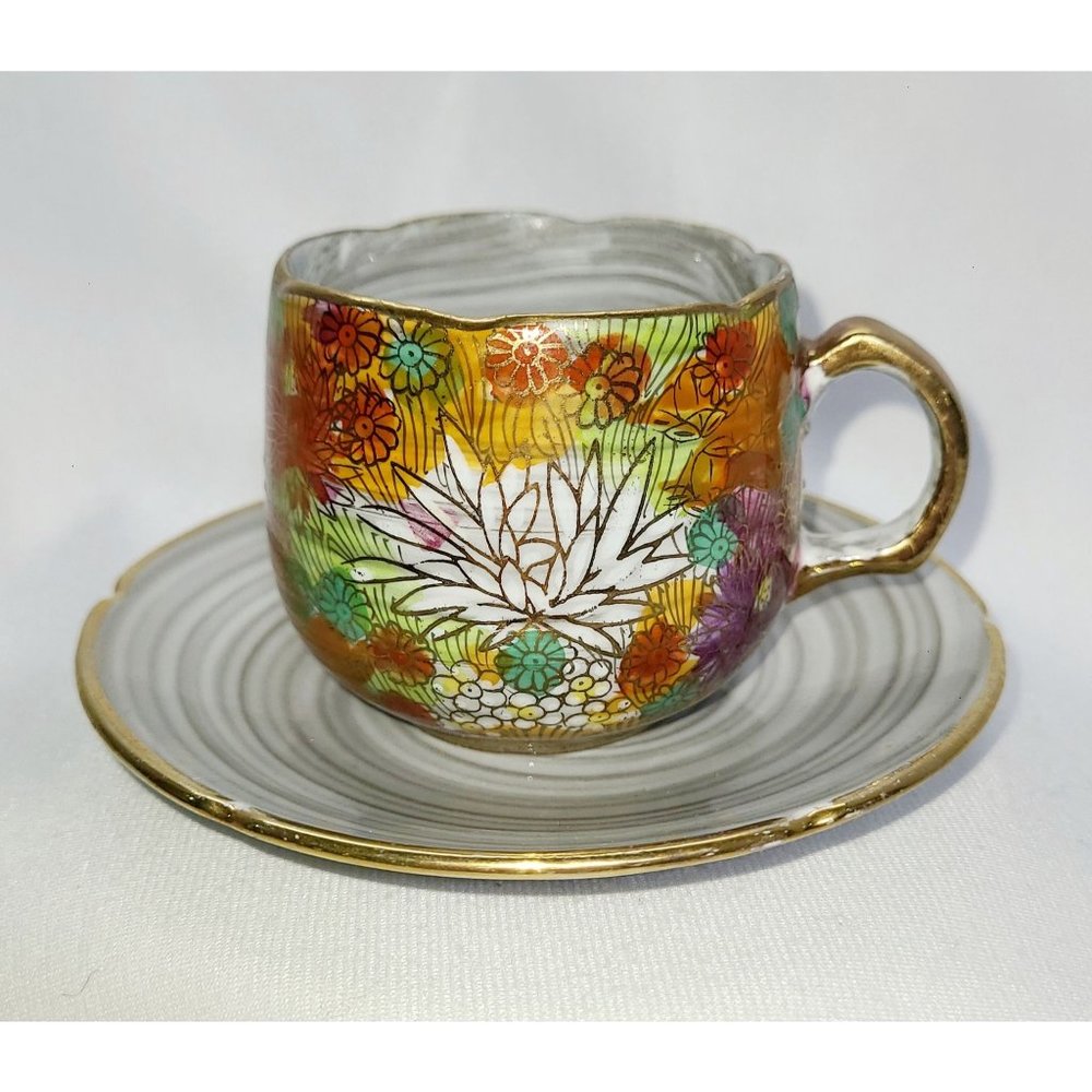 Kutani ware Thousand flowers teacup Hanazume Kutani Yuzumi teacup